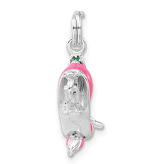 Sterling Silver 3D Polished Multicolor Motor Scooter Charm