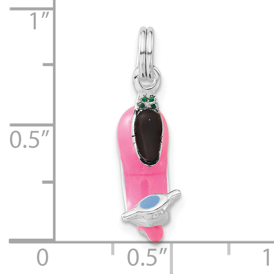 Sterling Silver 3D Polished Multicolor Motor Scooter Charm
