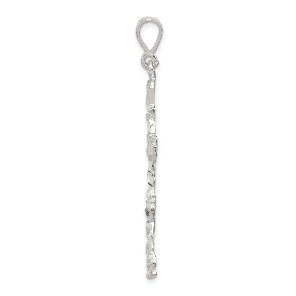 Sterling Silver 925 Diamond-Cut Cross Pendant with Polished Anti-Tarnish Finish