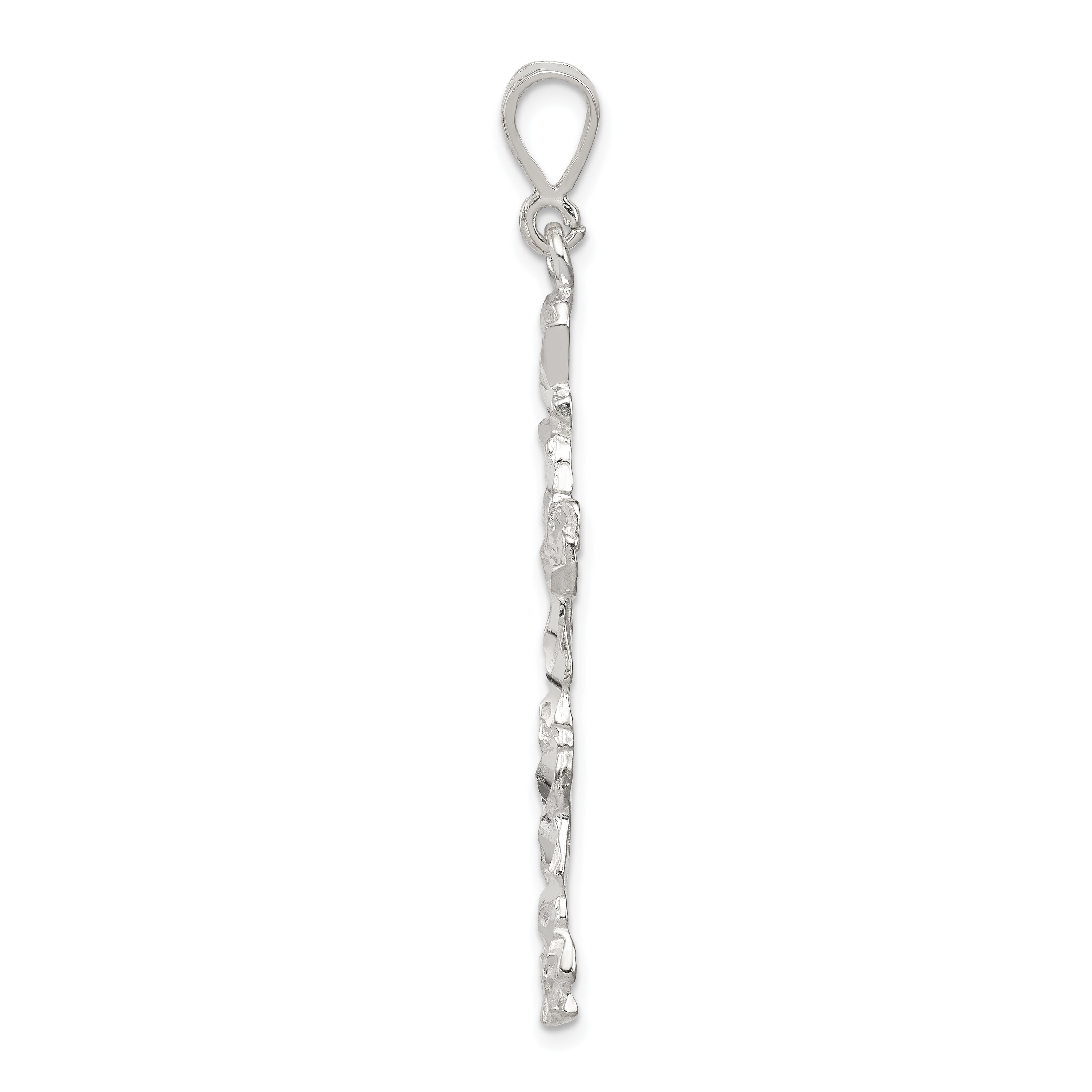 Sterling Silver 925 Diamond-Cut Cross Pendant with Polished Anti-Tarnish Finish