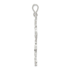 Sterling Silver 925 Diamond-Cut Cross Pendant with Polished Anti-Tarnish Finish