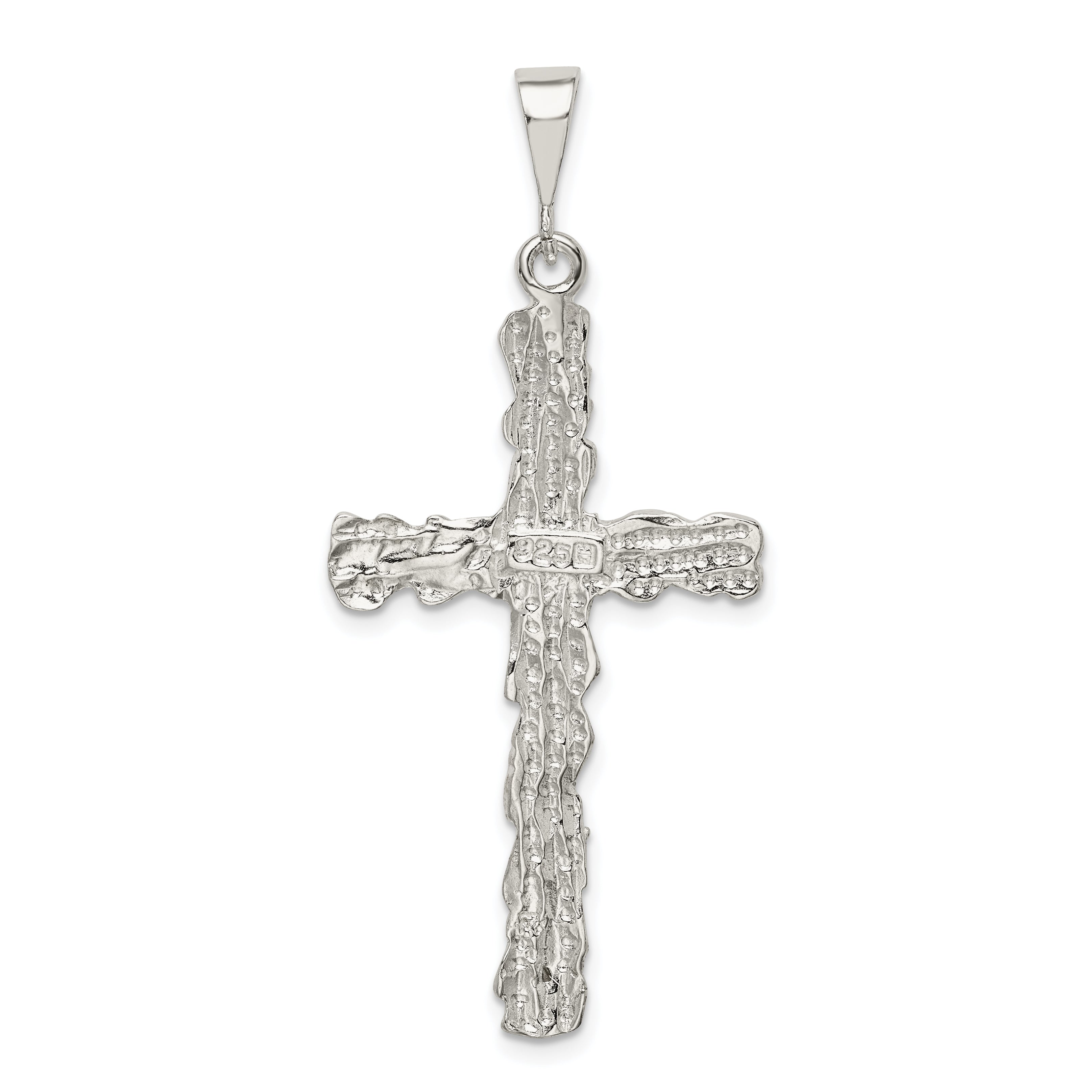 Sterling Silver 925 Diamond-Cut Cross Pendant with Polished Anti-Tarnish Finish