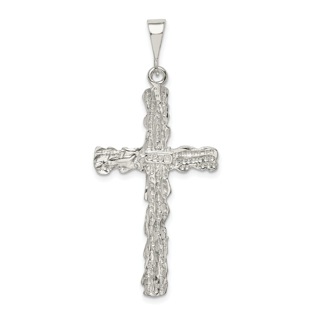 Sterling Silver 925 Diamond-Cut Cross Pendant with Polished Anti-Tarnish Finish