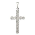 Sterling Silver 925 Diamond-Cut Cross Pendant with Polished Anti-Tarnish Finish