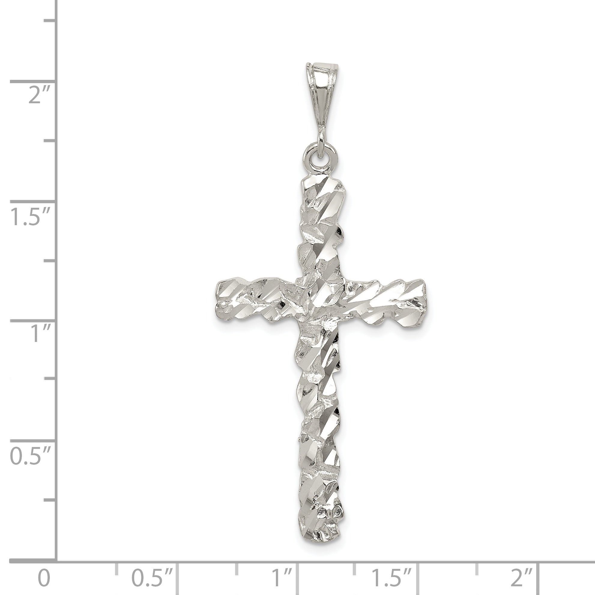 Sterling Silver 925 Diamond-Cut Cross Pendant with Polished Anti-Tarnish Finish