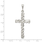 Sterling Silver 925 Diamond-Cut Cross Pendant with Polished Anti-Tarnish Finish