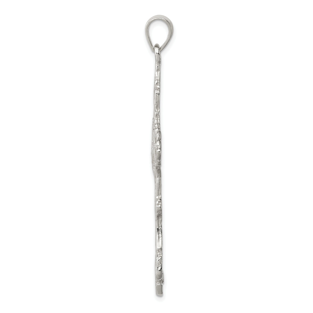 Sterling Silver 925 INRI Cross Pendant with Polished Anti-Tarnish Finish