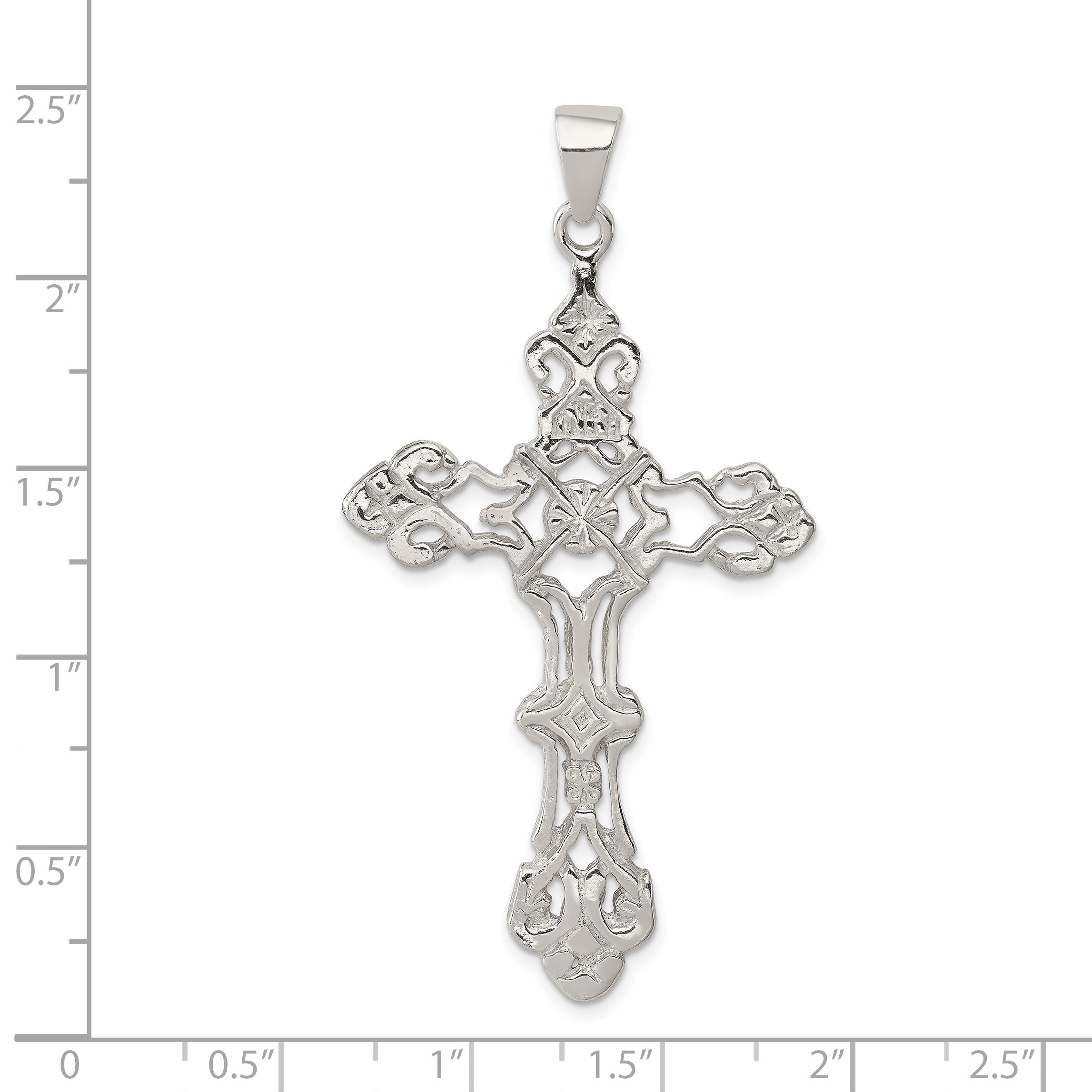 Sterling Silver 925 INRI Cross Pendant with Polished Anti-Tarnish Finish