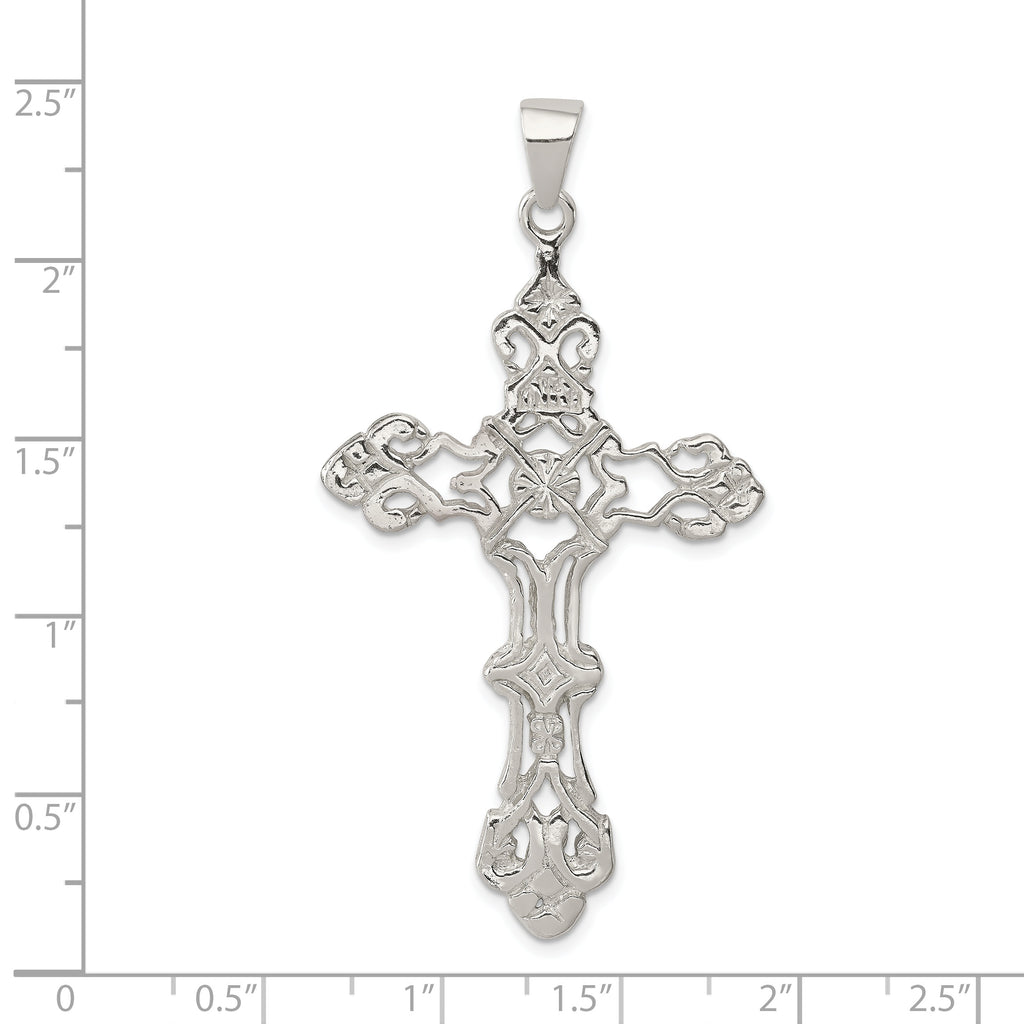 Sterling Silver 925 INRI Cross Pendant with Polished Anti-Tarnish Finish