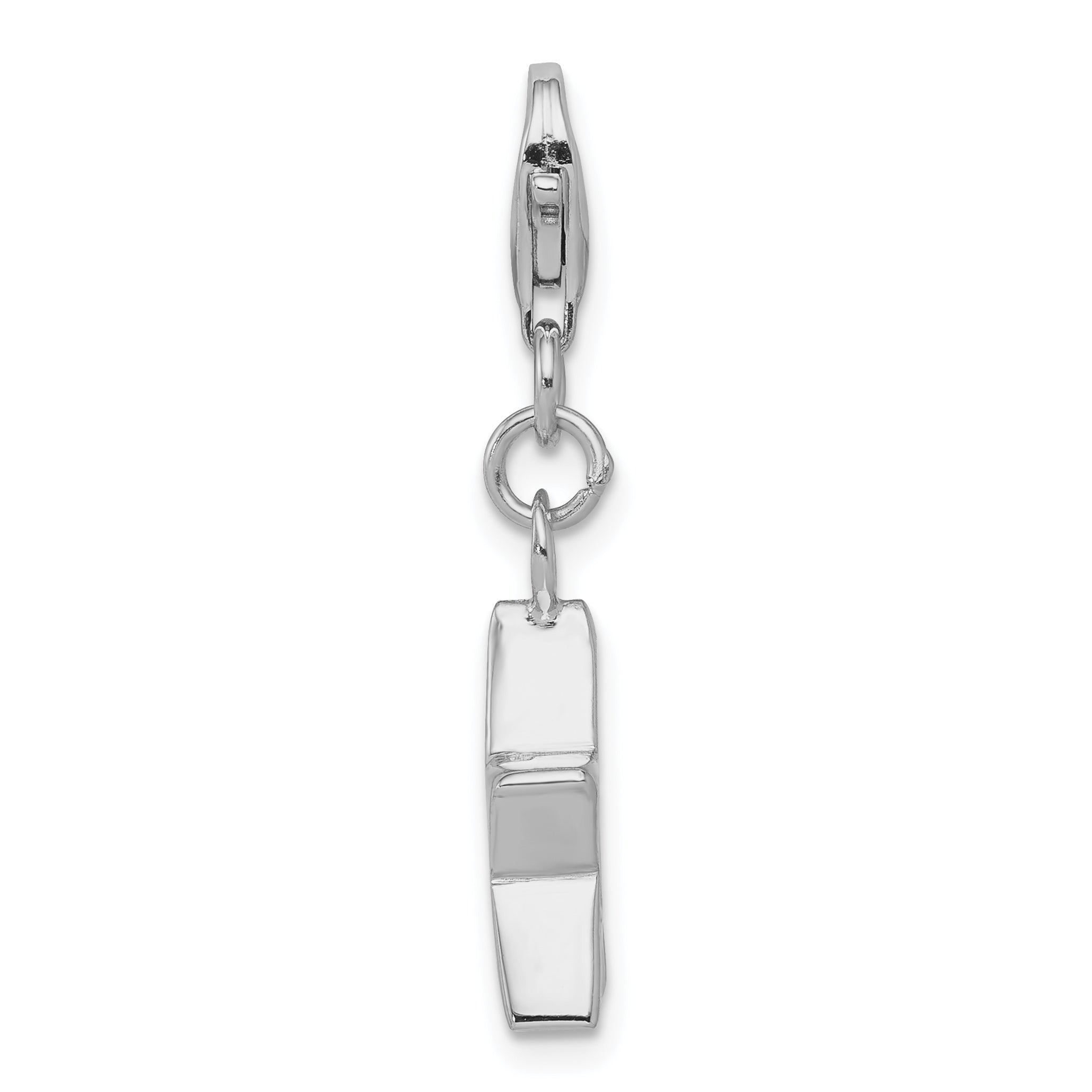 Sterling Silver 925 January Birthstone Charm with Red CZ Accent