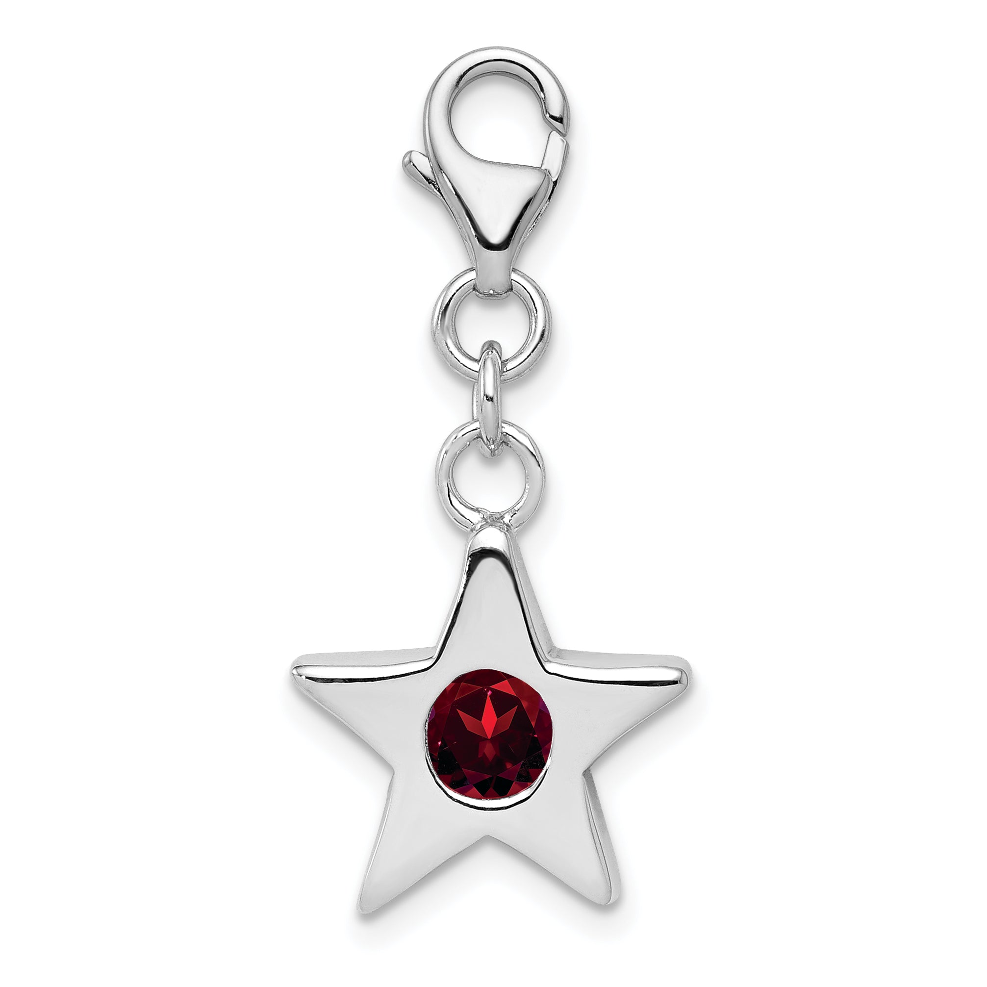 Sterling Silver Rhodium-plated January CZ Birthstone Star Charm Main image
