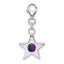 Sterling Silver Rhodium-plated February CZ Birthstone Star Charm