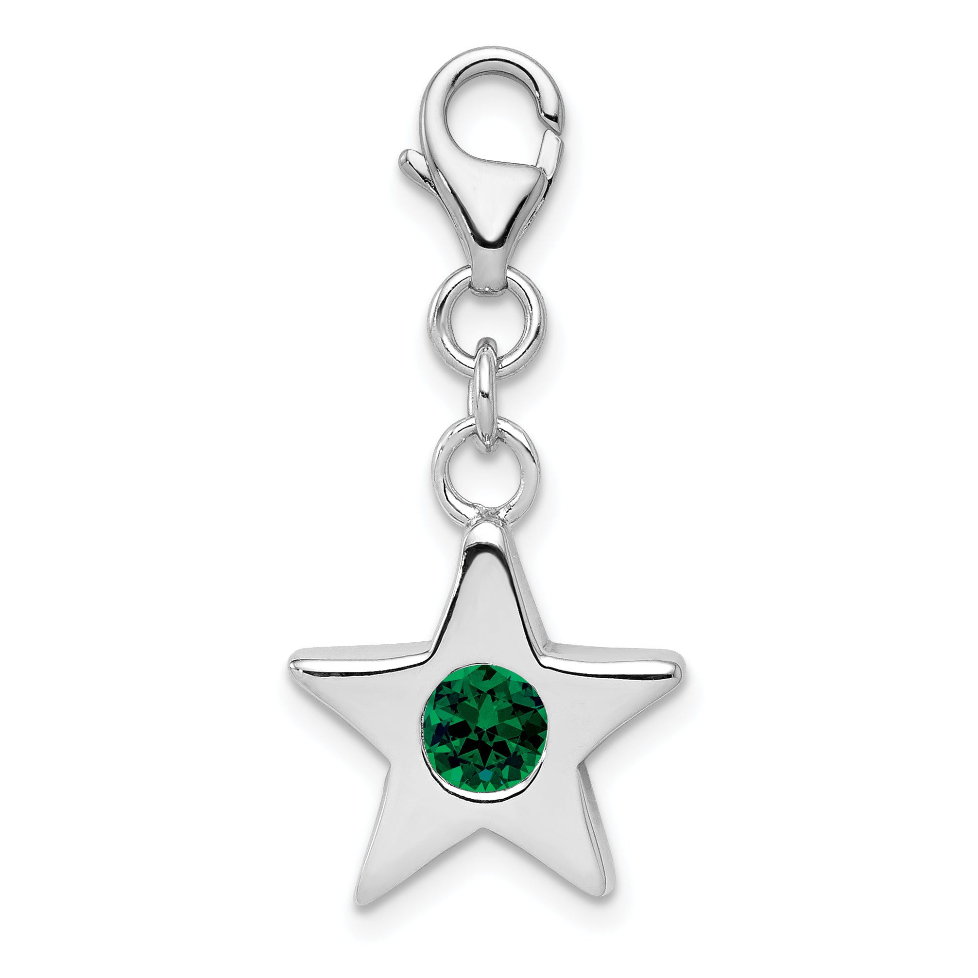 Sterling Silver Rhodium-plated May CZ Birthstone Star Charm Main image