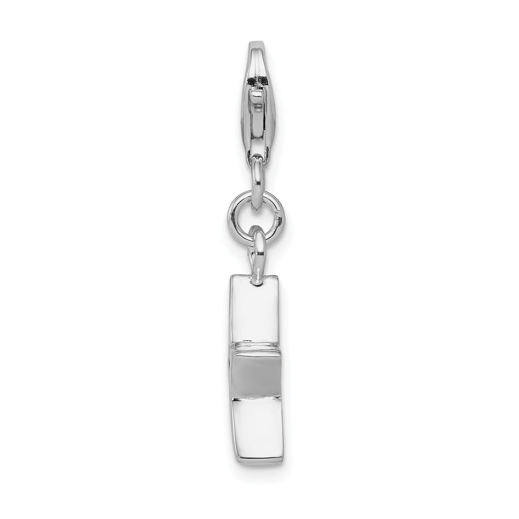Sterling Silver Rhodium-Plated July Birthstone Star Charm with Red CZ