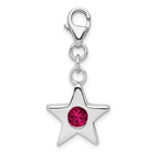 Sterling Silver Rhodium-plated July CZ Birthstone Star Charm