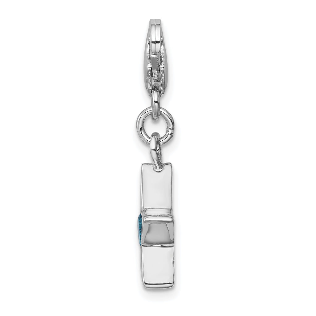 Sterling Silver CZ Star Charm with Rhodium Plating September Birthstone