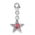 Sterling Silver 925 October Pink CZ Birthstone Star Pendant Elegant Charm