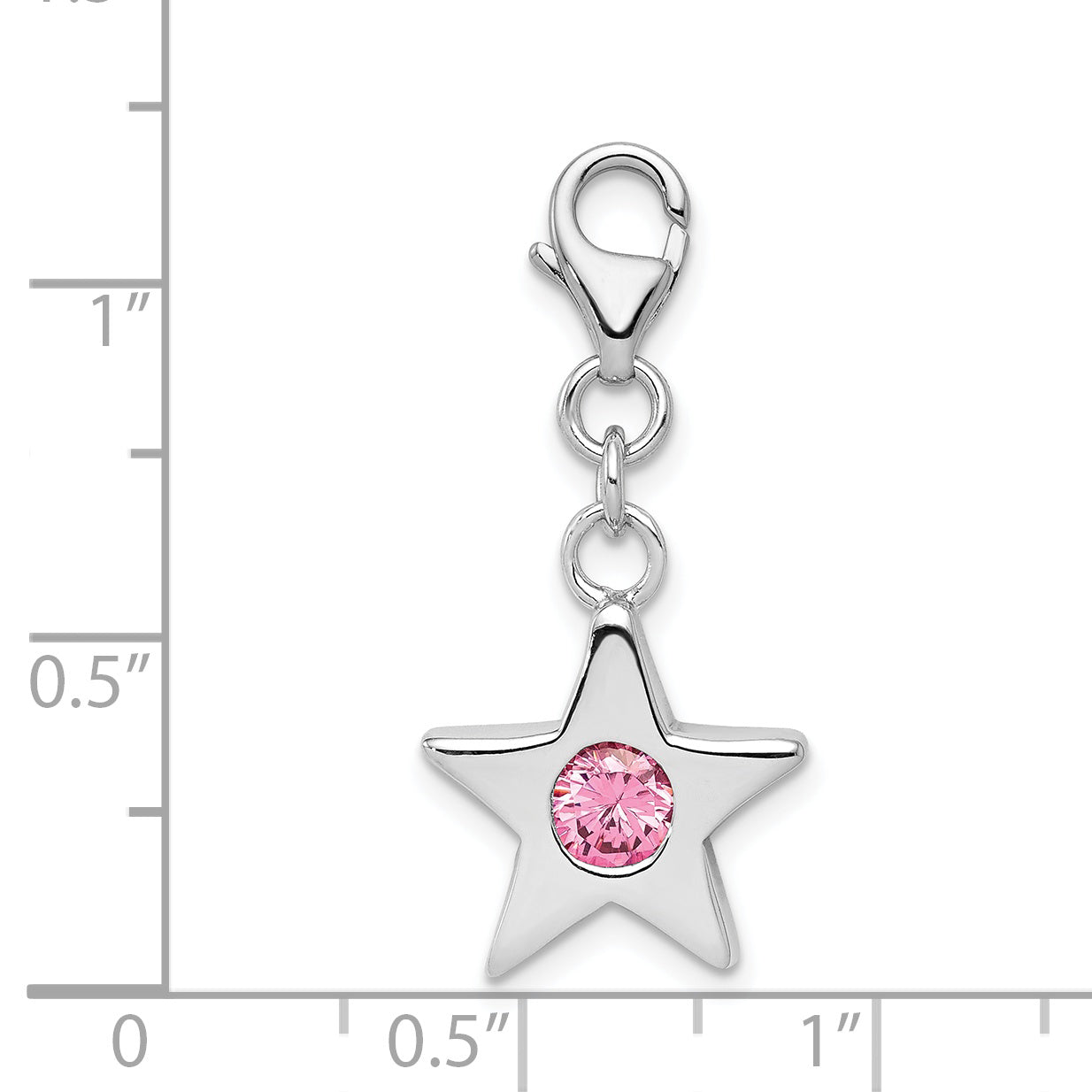 Sterling Silver 925 October Pink CZ Birthstone Star Pendant Elegant Charm