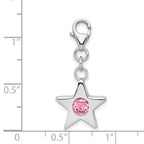 Sterling Silver 925 October Pink CZ Birthstone Star Pendant Elegant Charm