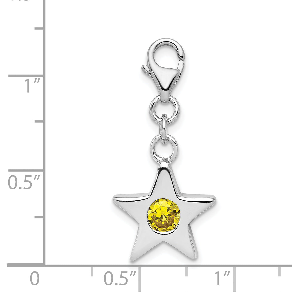 Sterling Silver November Birthstone Star Charm with Yellow CZ