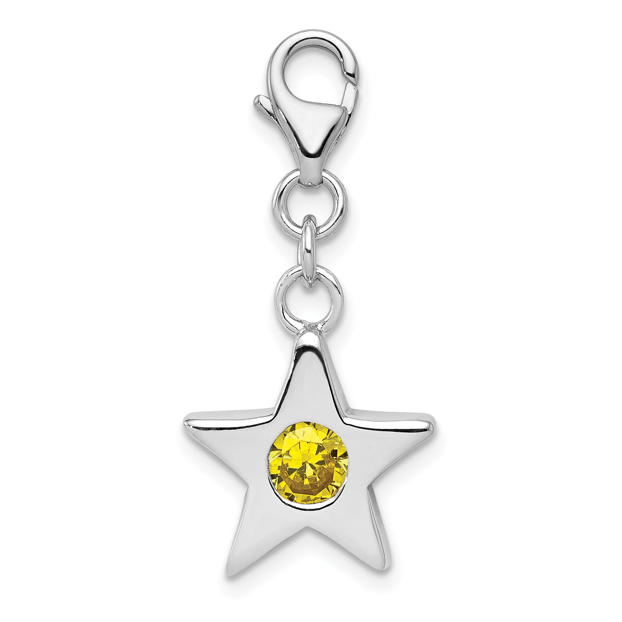 Sterling Silver Rhodium-plated November CZ Birthstone Star Charm Main image