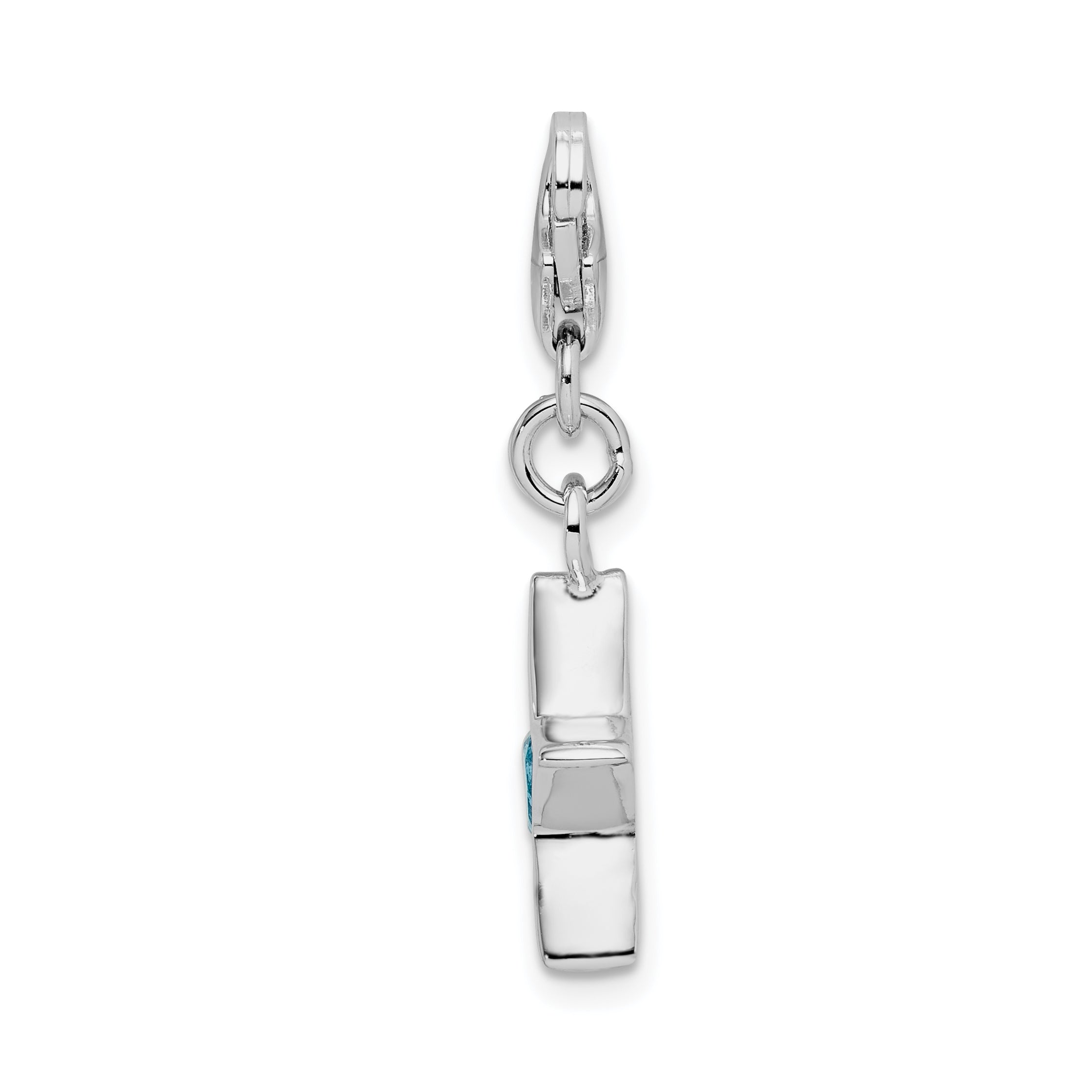 Sterling Silver Rhodium-Plated December Birthstone Star Charm by Sophia Jewelers