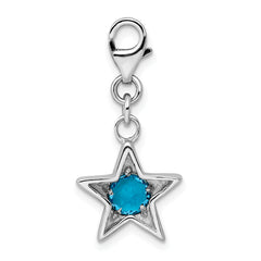 Sterling Silver Rhodium-Plated December Birthstone Star Charm by Sophia Jewelers