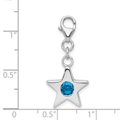 Sterling Silver Rhodium-Plated December Birthstone Star Charm by Sophia Jewelers