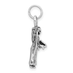 Sophia Jewelers Sterling Silver 3D Polished Antiqued Angel Charm Unisex
