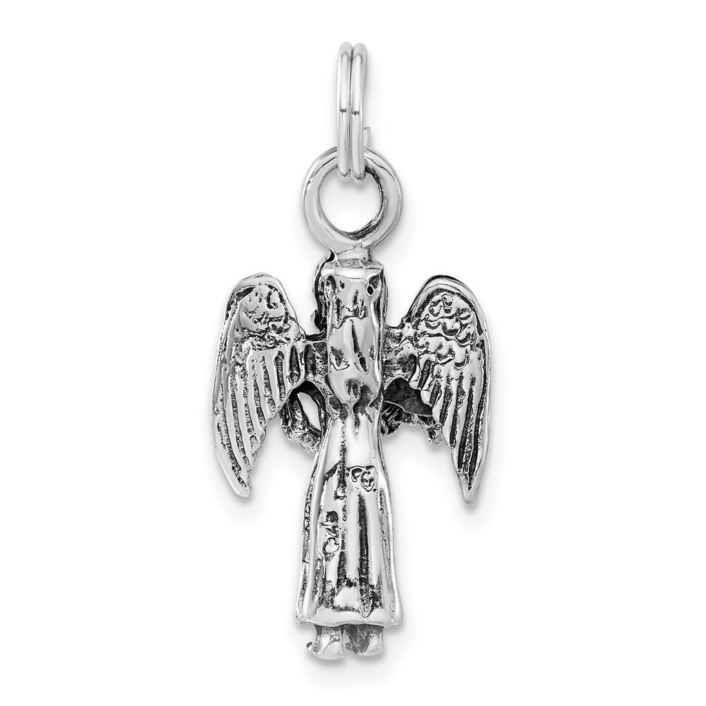Sophia Jewelers Sterling Silver 3D Polished Antiqued Angel Charm Unisex
