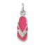 Sterling Silver CZ and Pink Enameled Flip Flop Charm