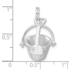 Sterling Silver 3D Shovel and Pail Charm with Polished Finish