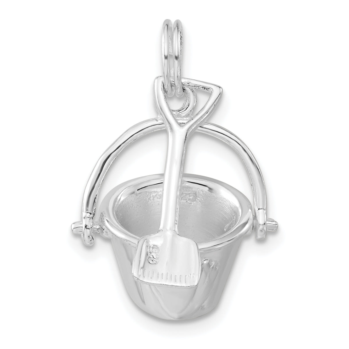 Sterling Silver 3-D Polished Shovel and Pail Charm