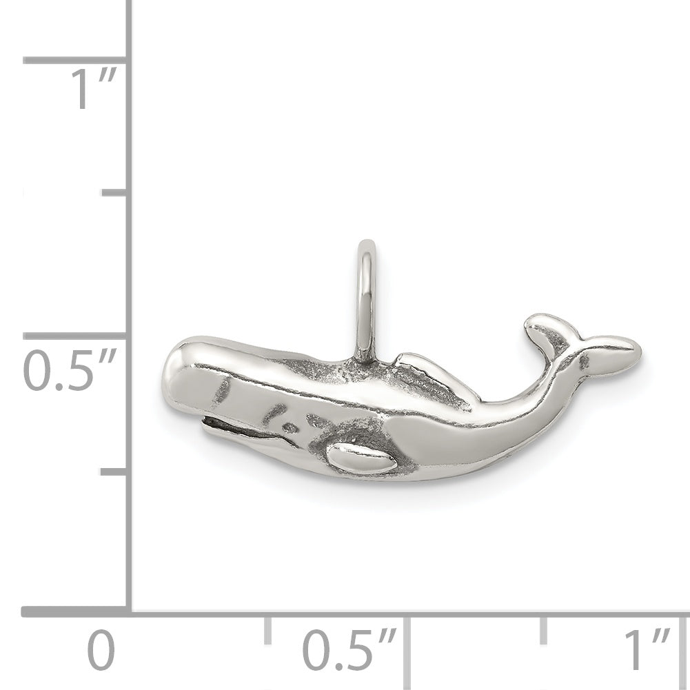 Sterling Silver 925 Antiqued Blue Whale Pendant Elegant Themed Design