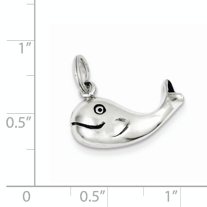 Antiqued Whale Charm in Sterling Silver