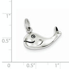 Antiqued Whale Charm in Sterling Silver