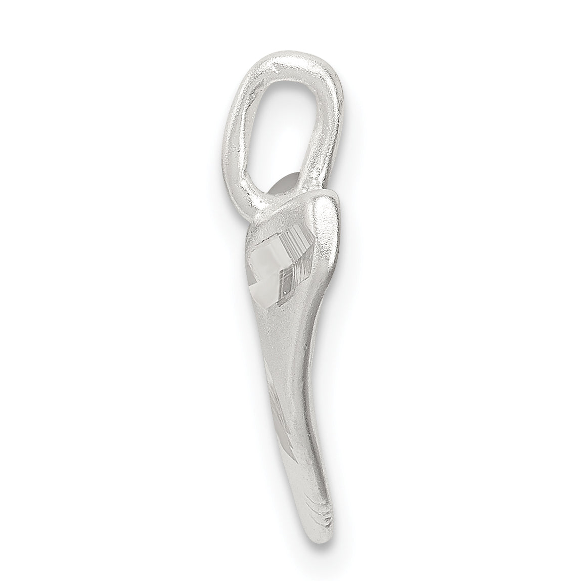 Sterling Silver Men's Diamond-Cut Shark Tooth Pendant Anti-Tarnish Finish