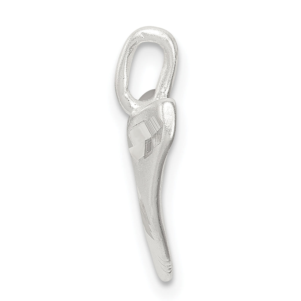 Sterling Silver Men's Diamond-Cut Shark Tooth Pendant Anti-Tarnish Finish