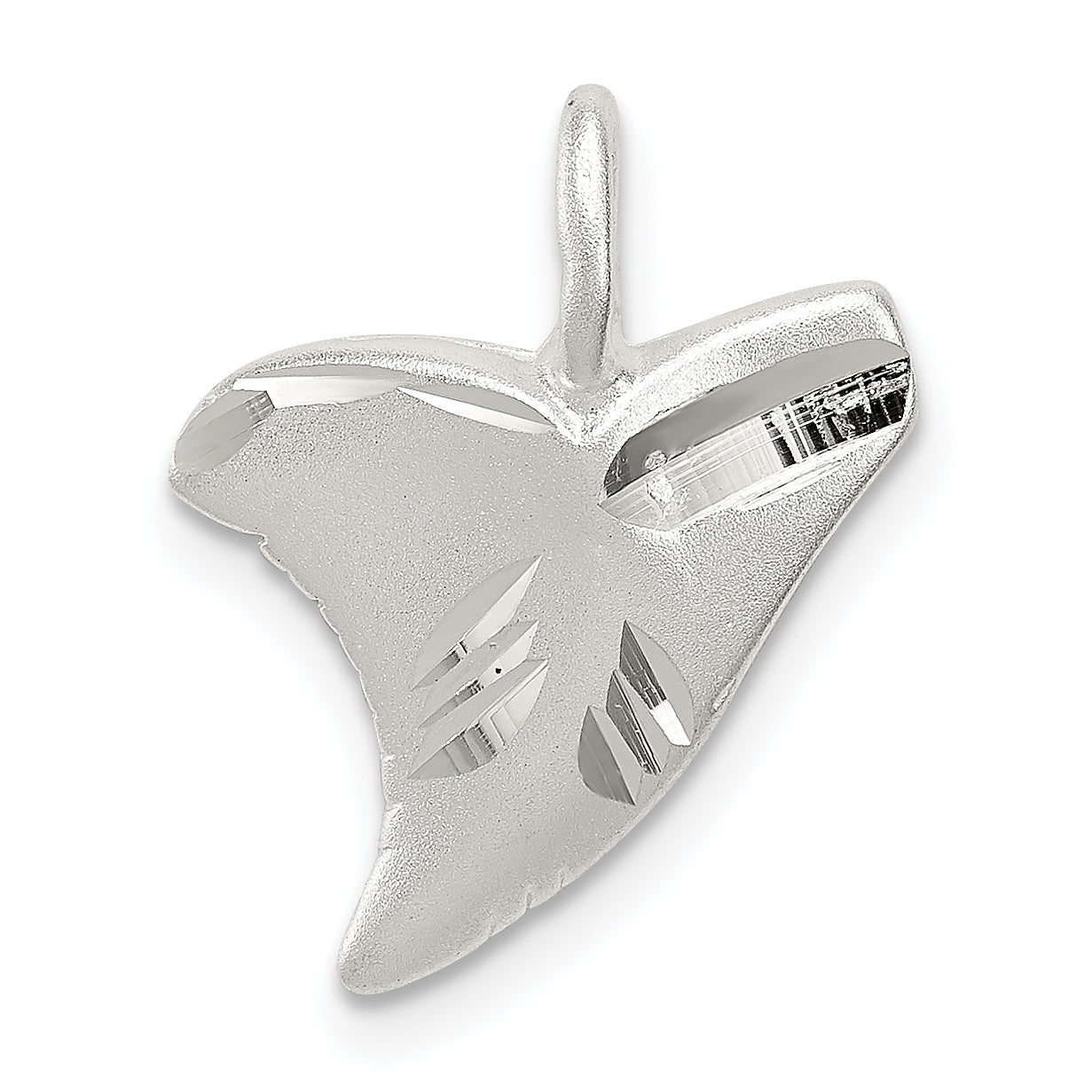 Sterling Silver Diamond Cut Shark Tooth Pendant Main image
