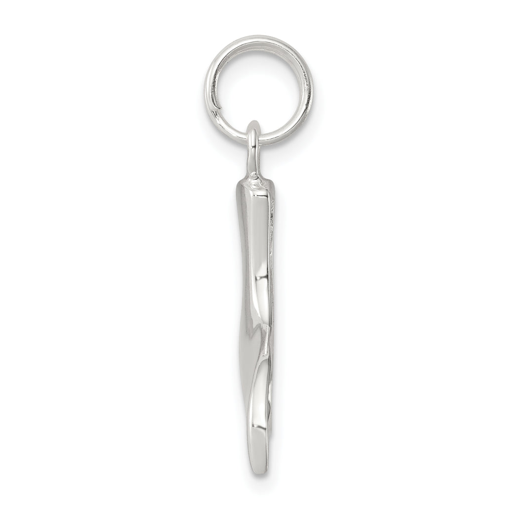Sophia Jewelers Sterling Silver Men's Whale Tail Charm, Rhodium-Plated Polished Finish