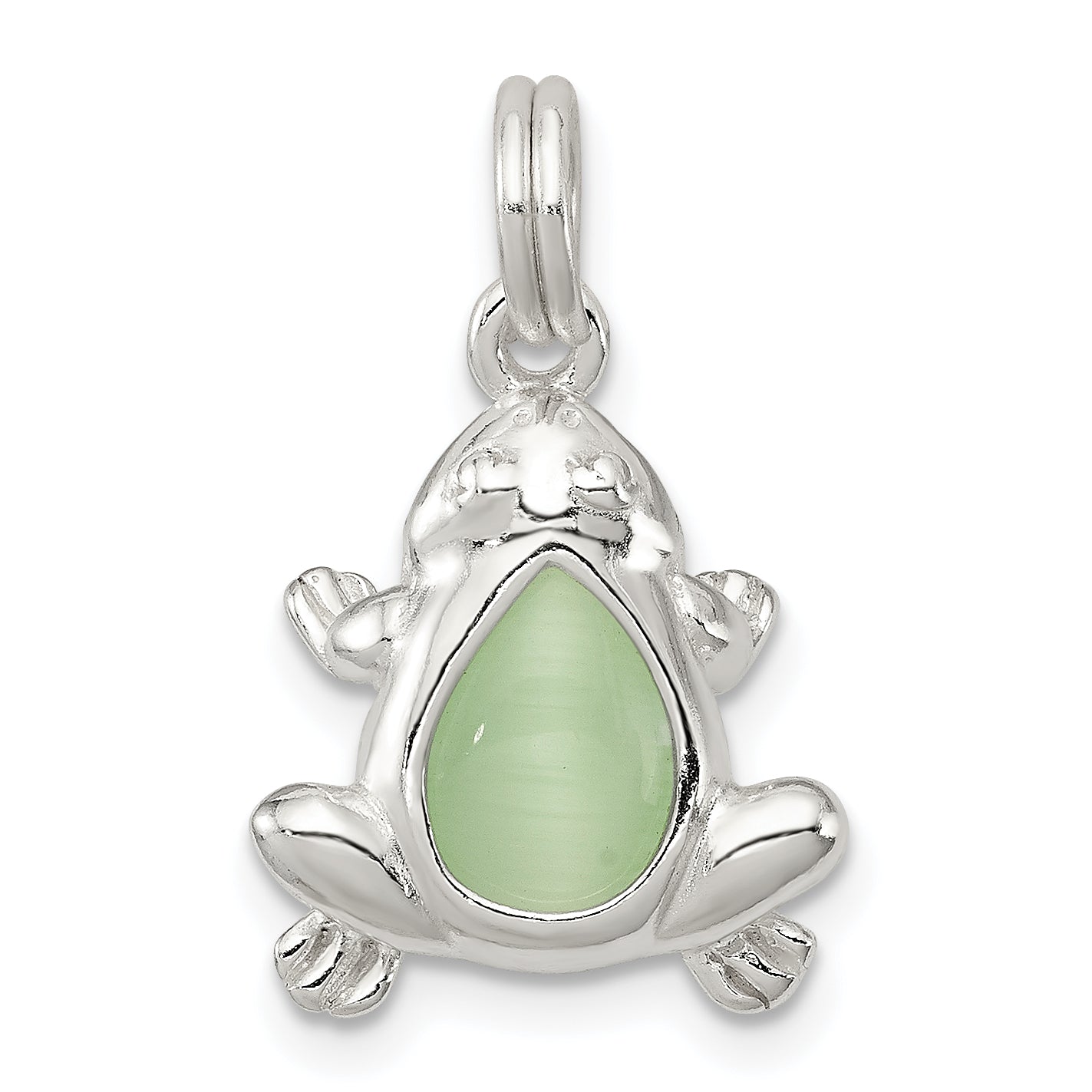 Sterling Silver Green Cats Eye Frog Charm Main image