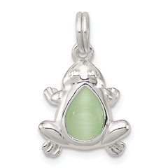 Sterling Silver Green Cats Eye Frog Charm