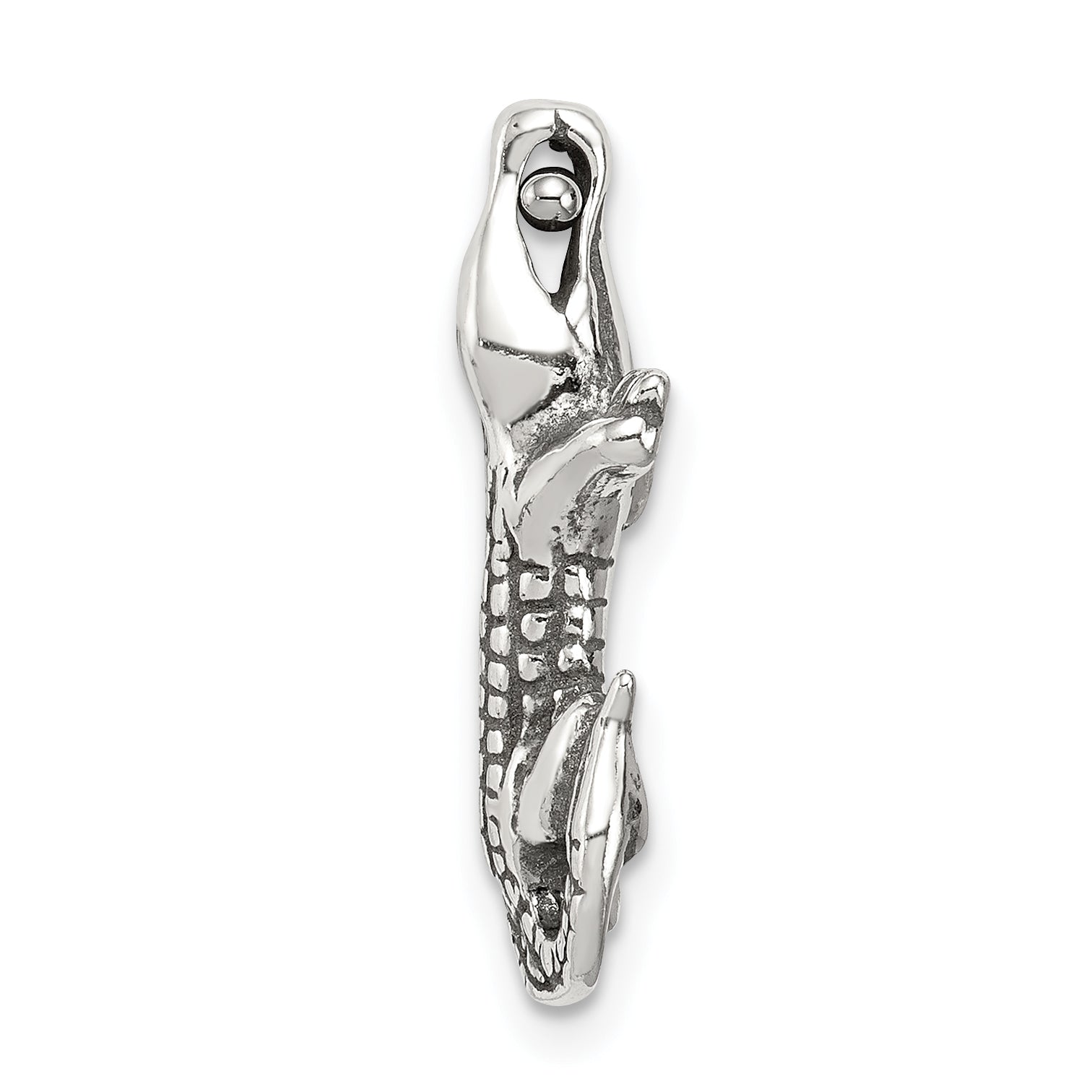 Sterling Silver 925 Antiqued Alligator Men's Slide Pendant 3D Design Secondary image