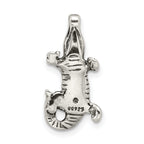 Sterling Silver 925 Antiqued Alligator Men's Slide Pendant 3D Design