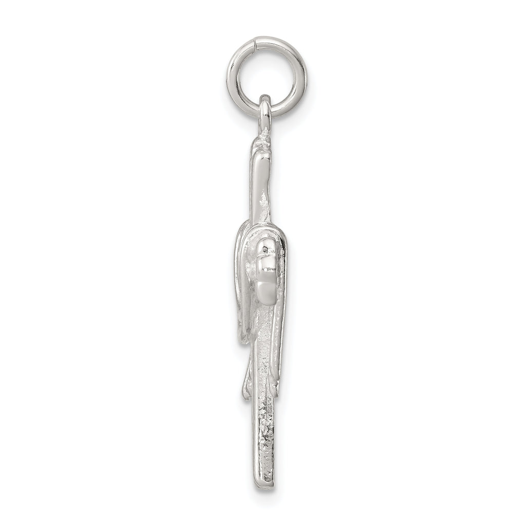 Sterling Silver 925 Draped Cross Charm with Polished Anti-Tarnish Finish