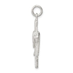 Sterling Silver 925 Draped Cross Charm with Polished Anti-Tarnish Finish
