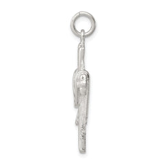 Sterling Silver 925 Draped Cross Charm with Polished Anti-Tarnish Finish