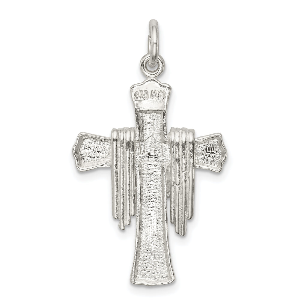 Sterling Silver 925 Draped Cross Charm with Polished Anti-Tarnish Finish