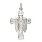 Sterling Silver 925 Draped Cross Charm with Polished Anti-Tarnish Finish