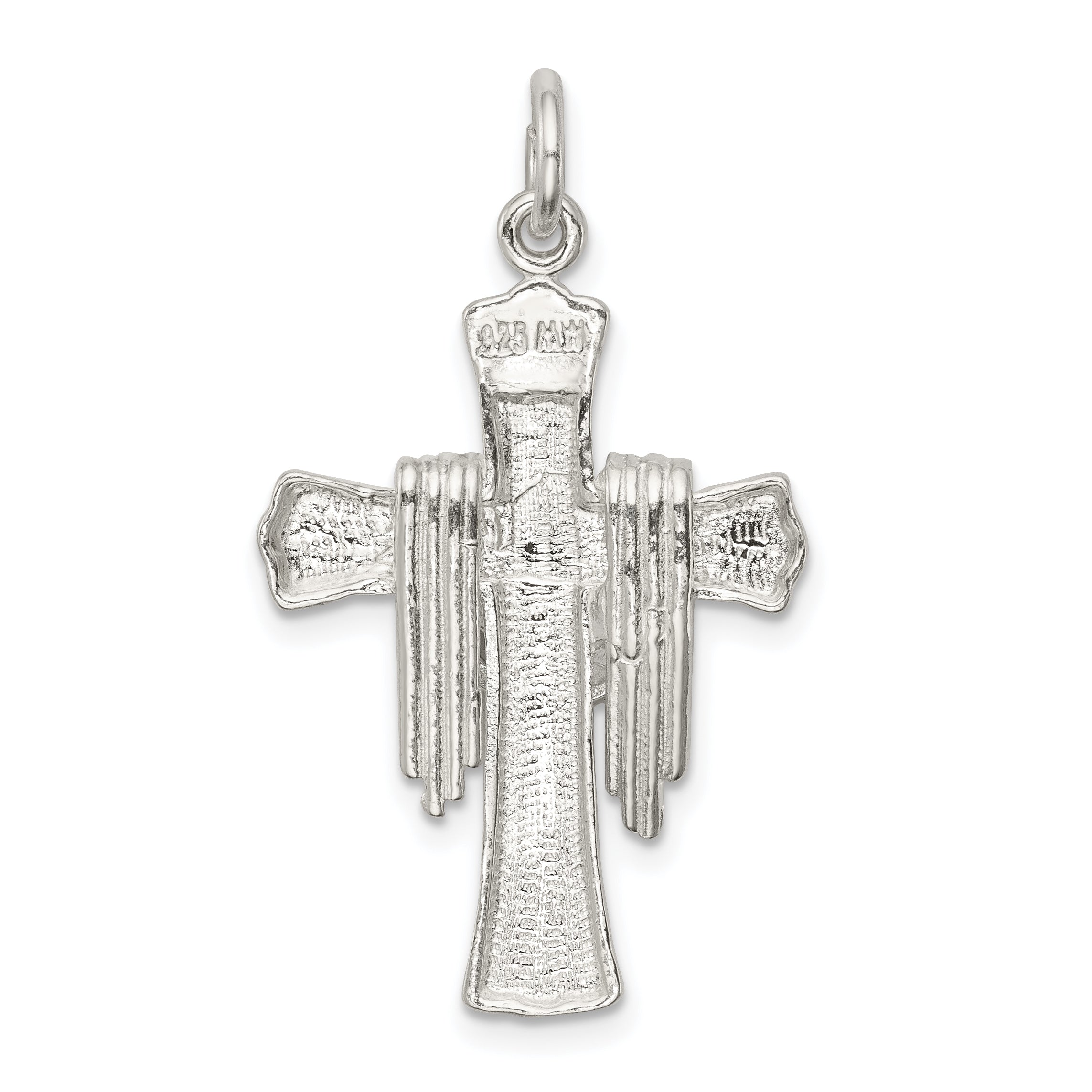 Sterling Silver 925 Draped Cross Charm with Polished Anti-Tarnish Finish